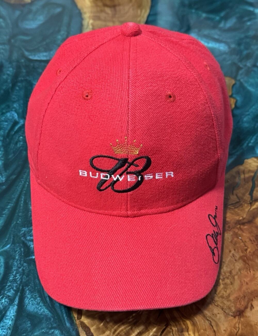 Vintage Dale Earnhardt Jr Budweiser Hat Cap Strap Back Red #8 NASCAR Racing Beer